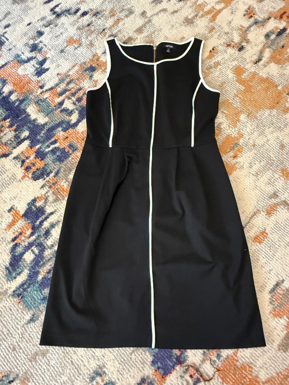 Apt 9 Small Black & White Formal Symmetrical Sleeveless Midi Business Work Dress